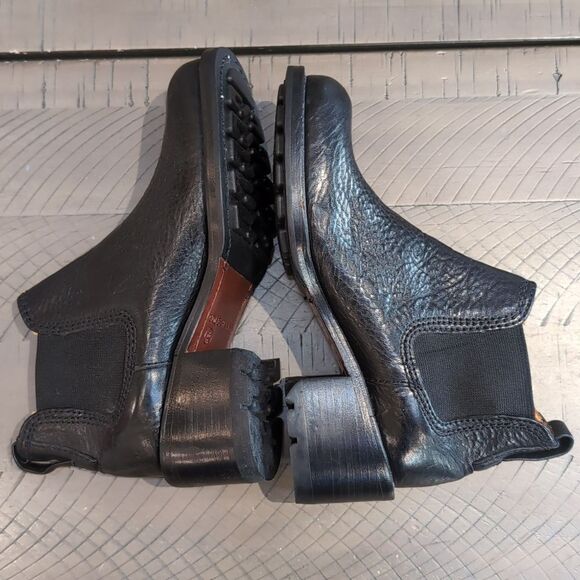 Y2k Cole Haan Black Leather Chunky Wooden Stacked Lug Sole Chelsea Boot 5.5 - Picture 5 of 14